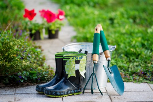 Chelsea landscaping team creating a refined outdoor garden space