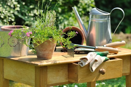 Reclaimed garden materials prepared for charity donation or reuse